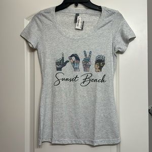 NWT Sunset Beach, North Carolina Women’s ASL “LOVE” Short Sleeve T-Shirt